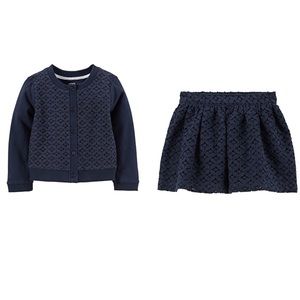 Matching Navy Lace Skirt & Sweater Set Carter’s Like New!
